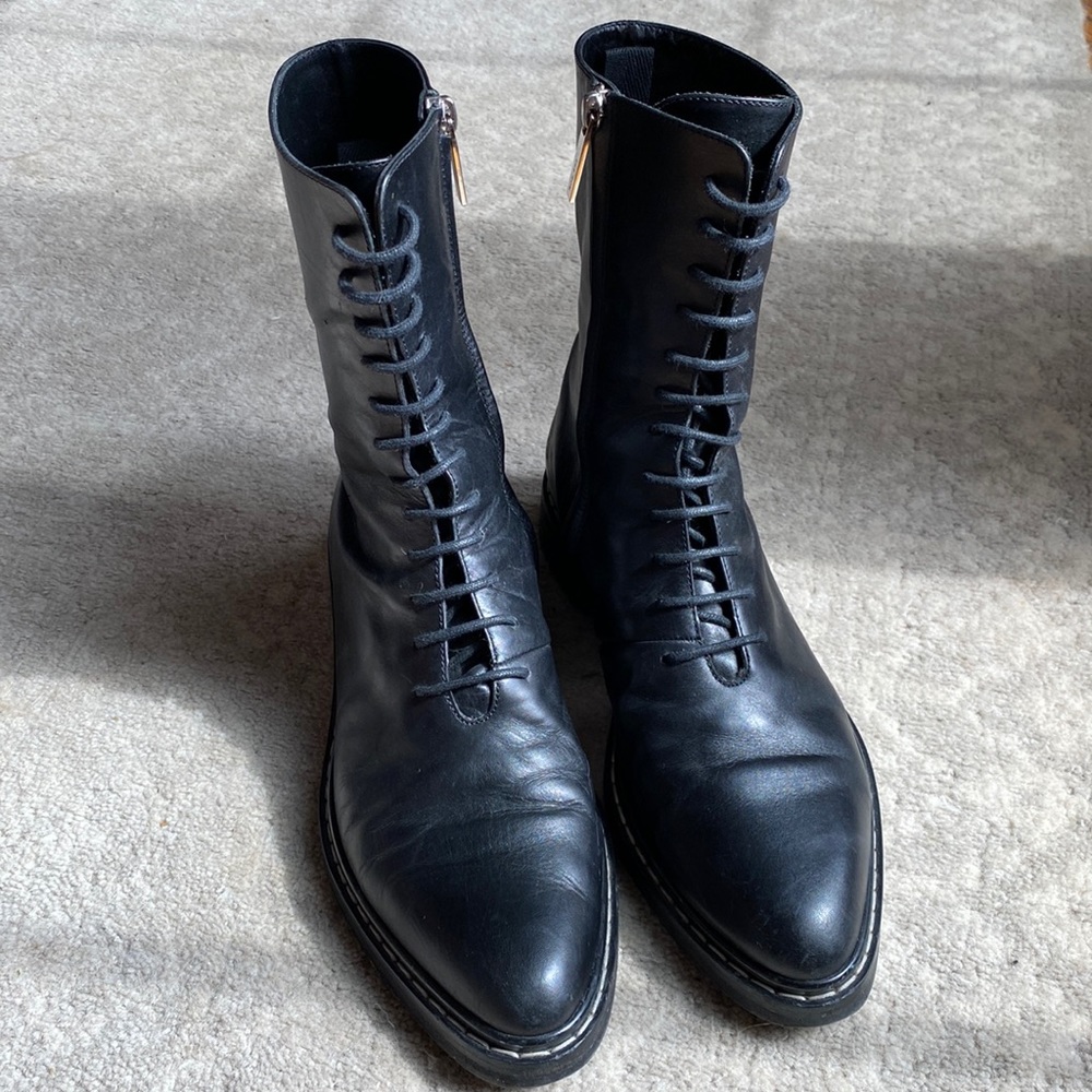 The Row Fara Leather Lace-up Combat Boots